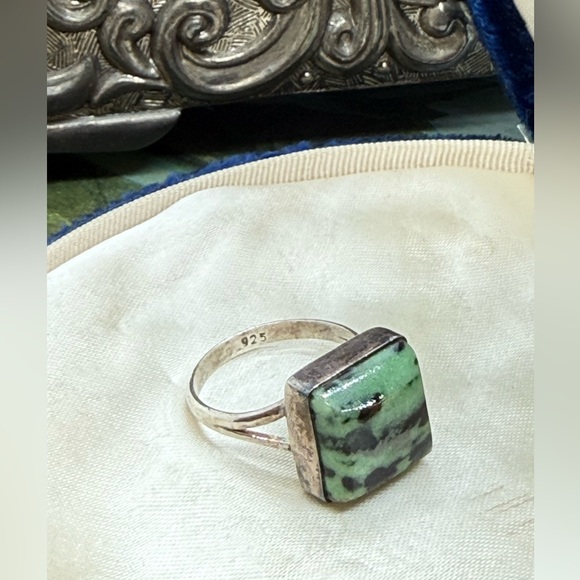 Vintage Ruby Zoisite Silver Ring